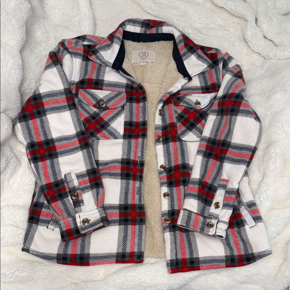 Sage Collective Sherpa-Lined Plaid Coat